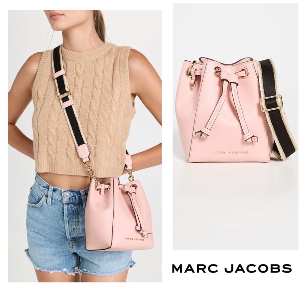 New! MARC JACOBS Crossbody Bucket Leather Bag in Rose Pink - Picture 2 of 12